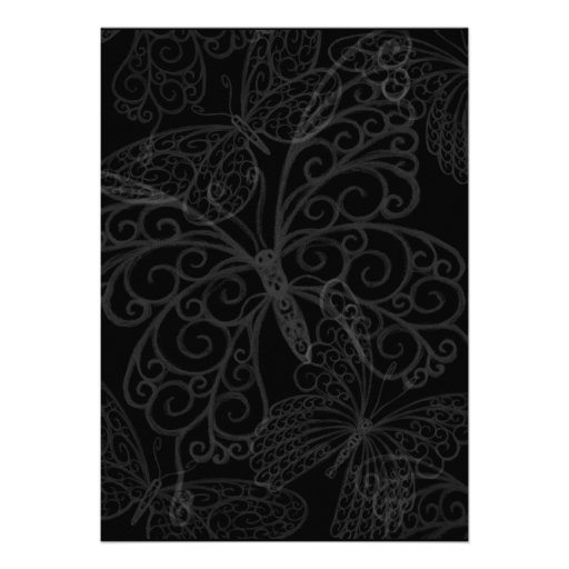 Butterflies in Paris Birthday Invite black