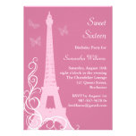 Butterflies in Paris Birthday Invite pink