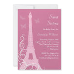 Butterflies in Paris Birthday Invite pink invitations