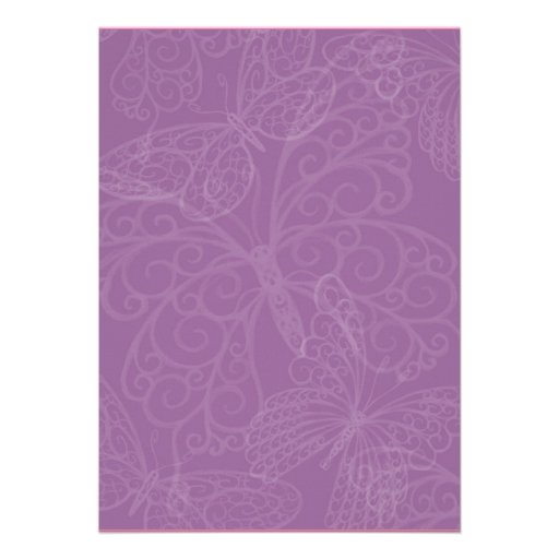 Butterflies in Paris Birthday Invite purple