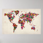 Butterflies Map of the World Map Print Butterflies Map of the World Map Print