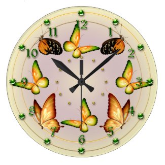 Butterflies on Cream and Pink Clock