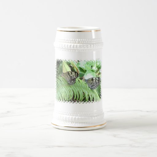 Butterflies on Fern  Beer Stein Mugs