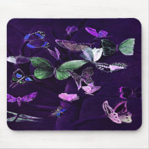 Butterflies On Purple Mouse Pads