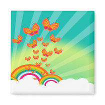 Butterflies Over The Rainbows Magnet by bwmedia Butterflies Over The Rainbows Magnet