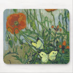 Butterflies & Poppies by Vincent van Gogh Mouse Pads
