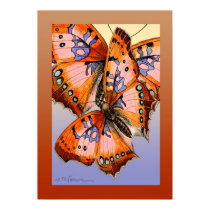 Butterflies red blue abstract painting posters