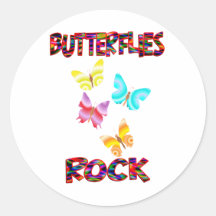 Butterflies Rock Round Stickers