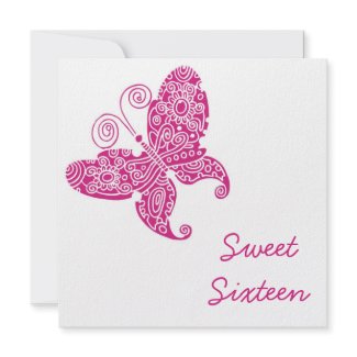 Sweet 16 Hot Pink Butterfly Invitations Fushia Pink Butterfly Sweet 16 Invitations