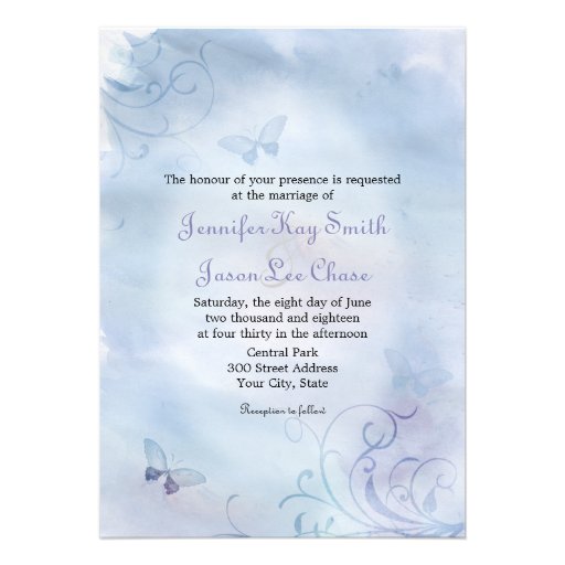 Butterflies & Swirls Wedding Invitations