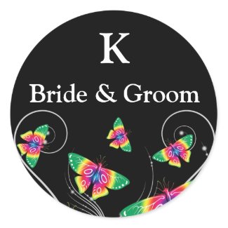 Butterflies Wedding Monogram Designer stickers sticker