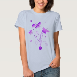 Butterflies with Flowers Baby Doll T-shirt