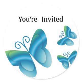 Butterflies You're Invited Envelope Seals Round sticker