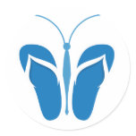 Butterflops Blue2 Round Stickers