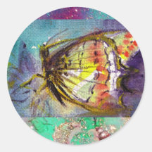 BUTTERFLY 2 ROUND STICKER