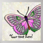 Butterfly - 33 - Pink and Green posters