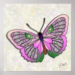 Butterfly - 33 - Pink and Green posters