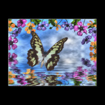 Butterfly and anemones postcards