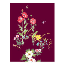 Butterfly and Bee in the Poppy Garden Postcard