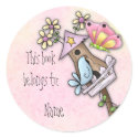 Butterfly and bird meeting at the birdhouse stickers