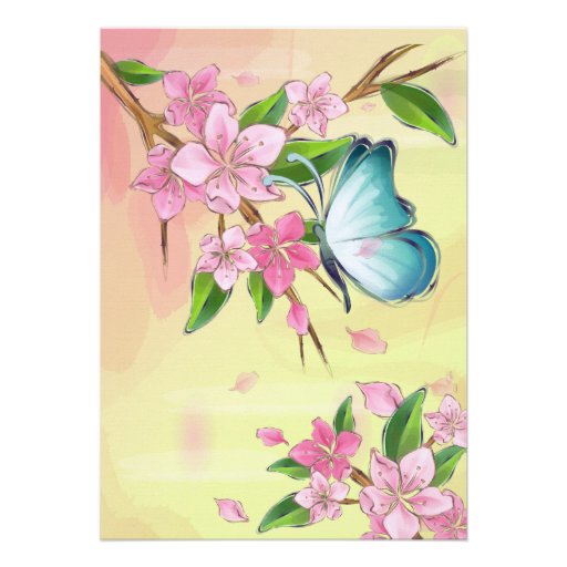 Butterfly and Blossoms Invites