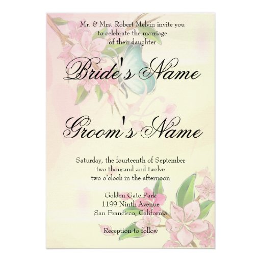 Butterfly and Blossoms Invites