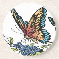 butterfly, butterflies, flowers, al rio, nature, animals, Coaster with custom graphic design