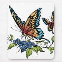 butterfly, butterflies, flowers, al rio, nature, animals, Musemåtte med brugerdefineret grafisk design