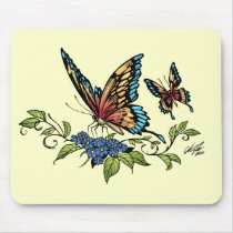 butterfly, butterflies, flowers, al rio, nature, animals, Musemåtte med brugerdefineret grafisk design