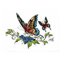 Butterfly and Butterflies full color by Al Rio Print