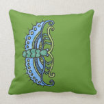 Butterfly and Caterpillar on Green Throw Pillow