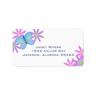 Butterfly and Flowers Address Stickers label