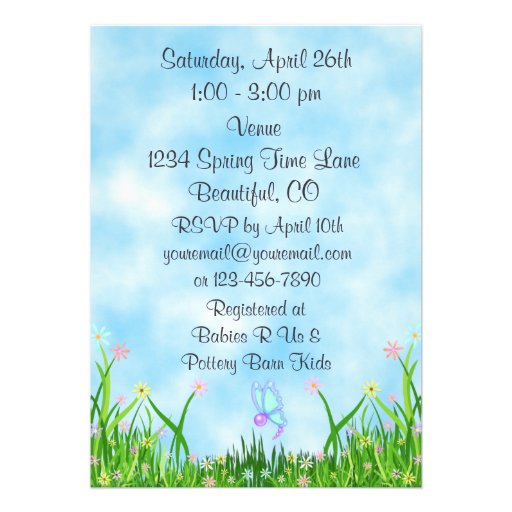 Butterfly and Flowers Baby Shower Invite ~ Girls