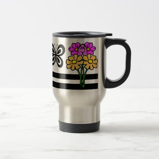 Butterfly and Flowers Coffee Mug