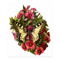 Butterfly and Flowers Customizable Poster posters by vintagegiftmall Butterfly and Flowers Customizable Poster posters