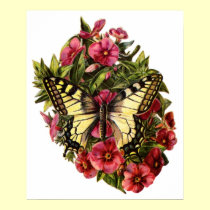 Butterfly and Flowers Customizable Poster posters by vintagegiftmall Butterfly and Flowers Customizable Poster posters