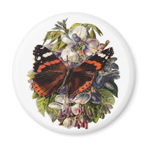 BUTTERFLY AND FLOWERS magnets