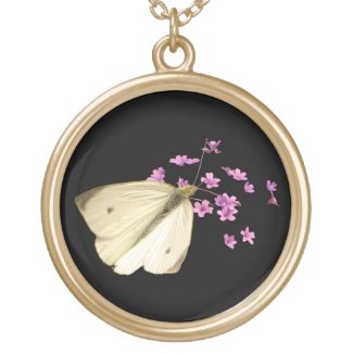 Butterfly and Flowers Personalized Necklace