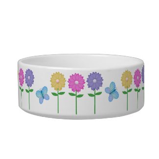 Butterfly and Flowers Pet Bowl petbowl
