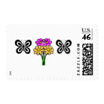 Butterfly and Flowers Postage Stamps