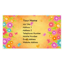 Butterfly and flowers summer orange burst business business card templates