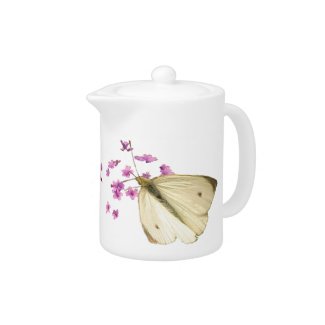 Butterfly and Flowers Teapot