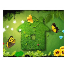 butterfly and green house personalized announcements