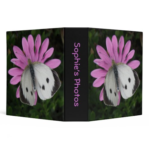 Butterfly and Pink Flower Custom Photo Album binder