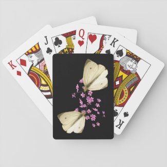 Butterfly and Pink Flowers Playing Cards