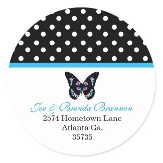 Butterfly and Polka Dots Address Labels sticker