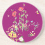 Butterfly and Poppy Flower Garden Coaster