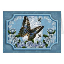 Butterfly And Rose Easter Greeting Card