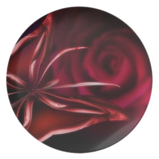 butterfly and rose plate