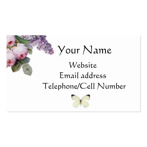 Butterfly and roses business card (back side)